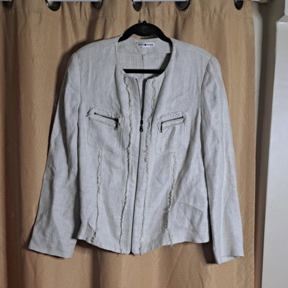 Women's Linen Light Beige Textured Blazer